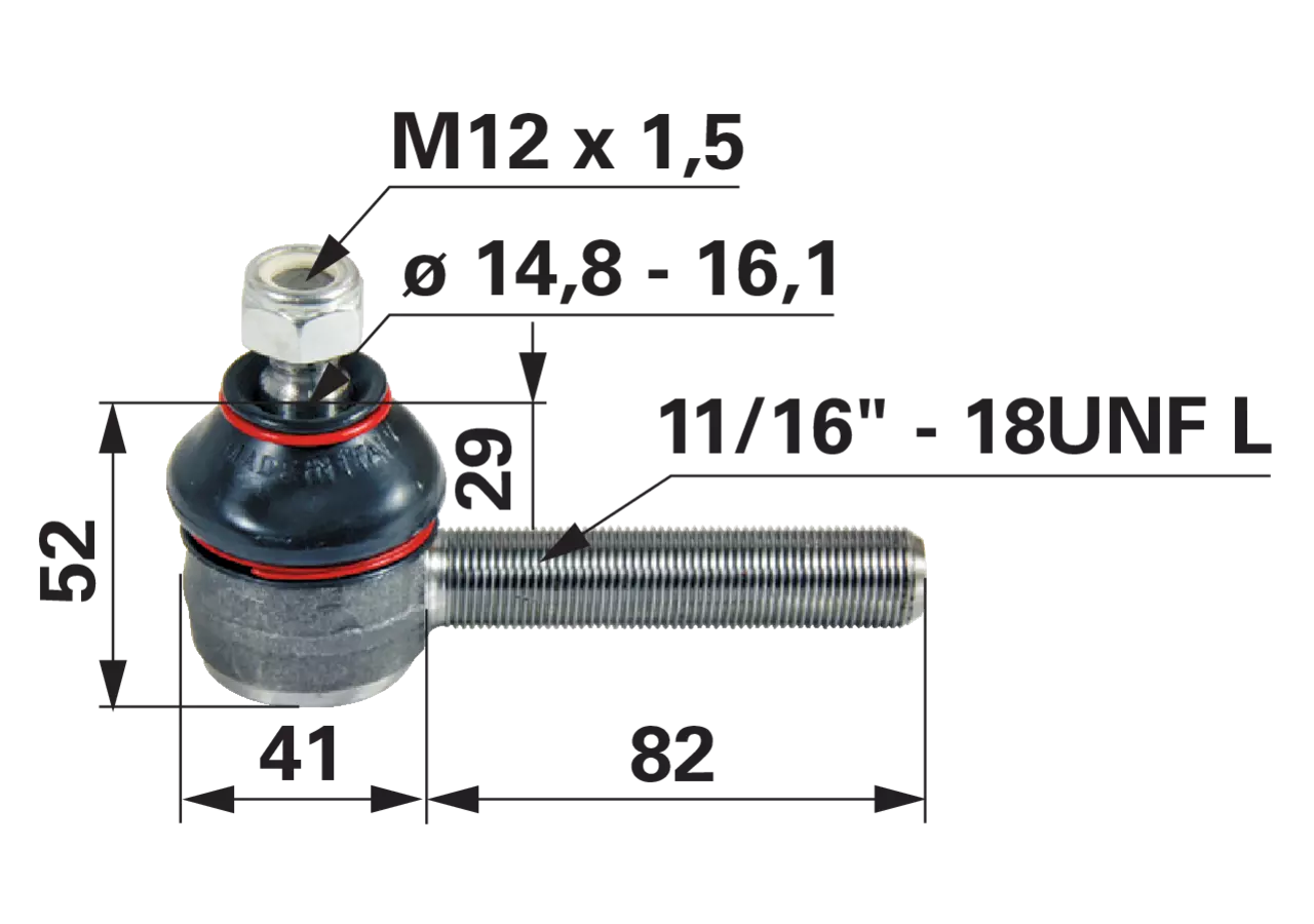 Kugelgelenk 11/16 Zoll UNF anstelle von Ford 81802867 GartenShop24 - Hochwertige Gartengeräte