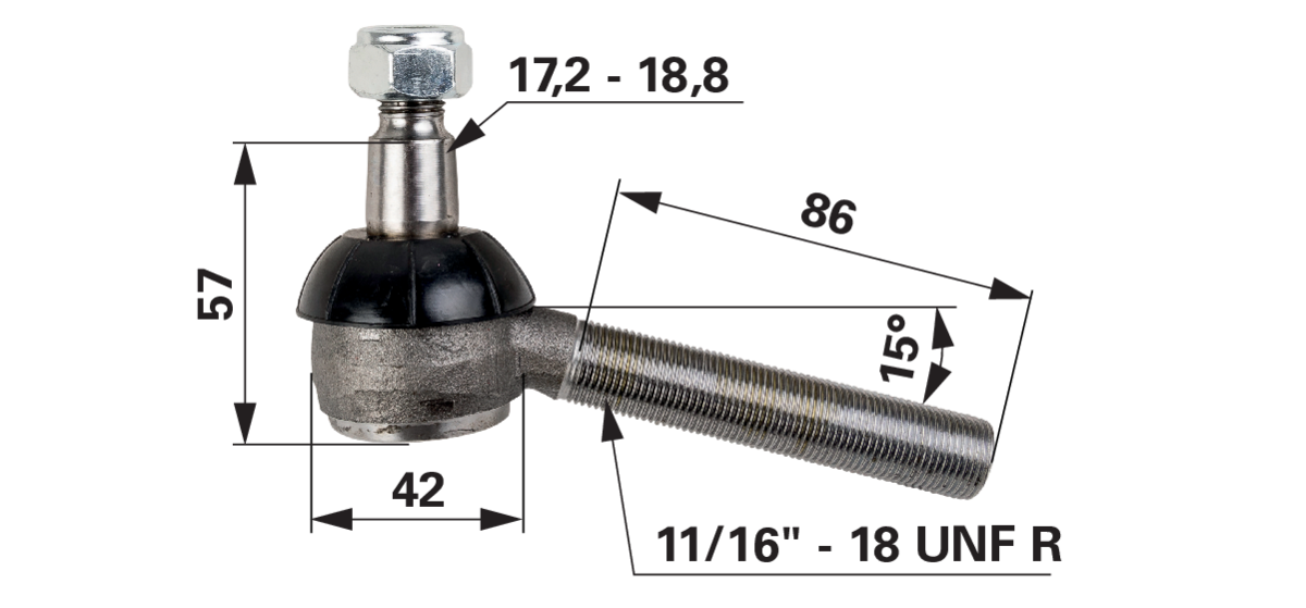 Kugelgelenk 11/16 Zoll UNF anstelle von Ford 81717427 GartenShop24 - Hochwertige Gartengeräte