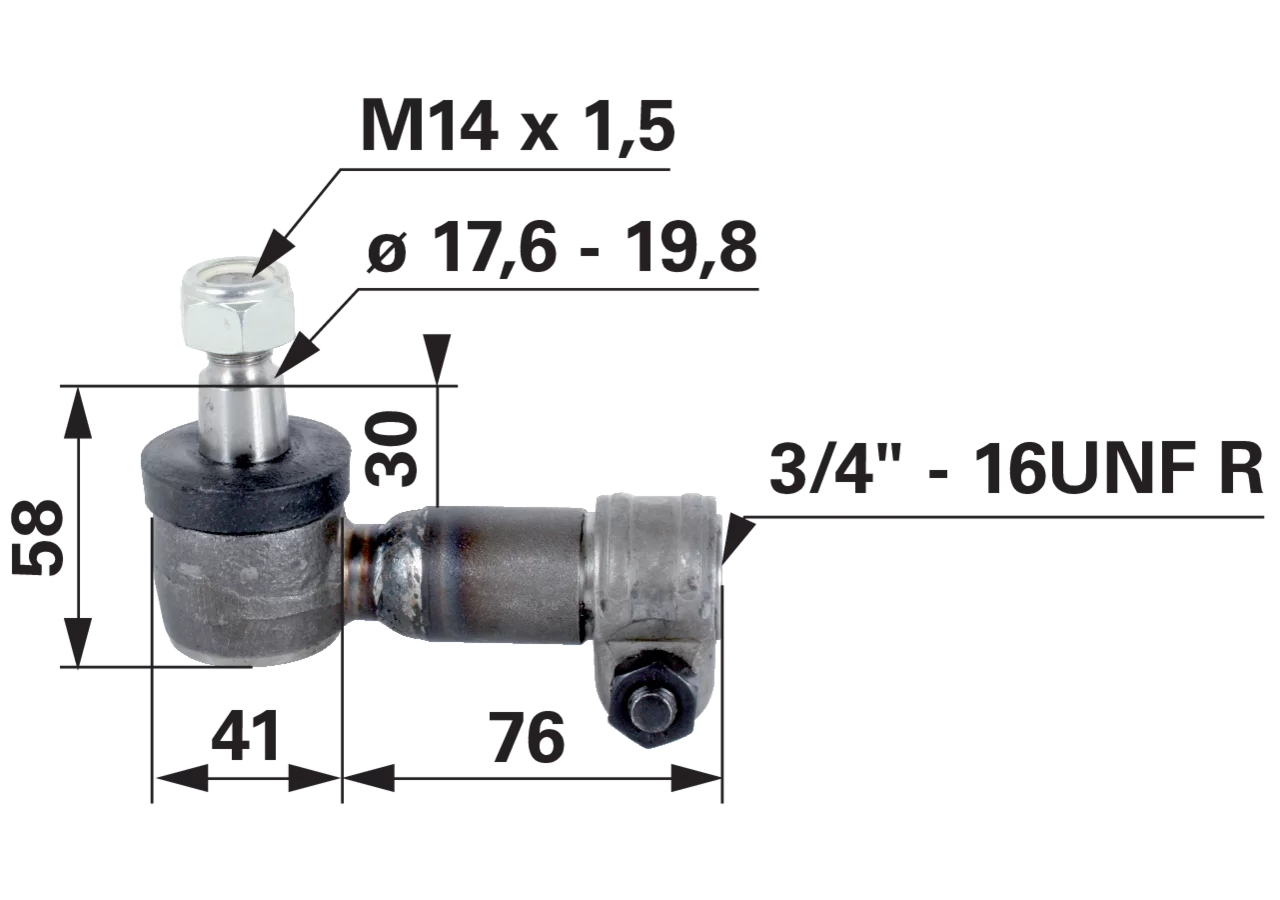 Kugelgelenk 3/4 Zoll UNF IG anstelle Ford 81815989 GartenShop24 - Hochwertige Gartengeräte
