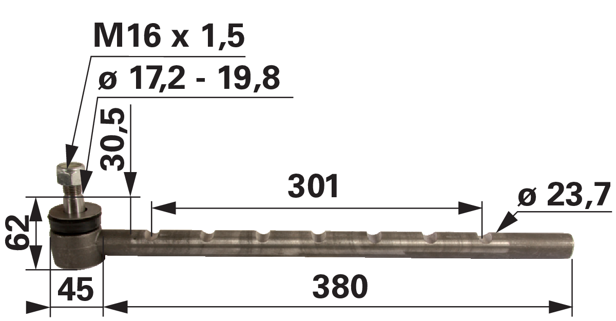 Kugelgelenk anstelle von Ford C7NN3280F Außengewinde M16 x 1,5 GartenShop24 - Hochwertige Gartengeräte