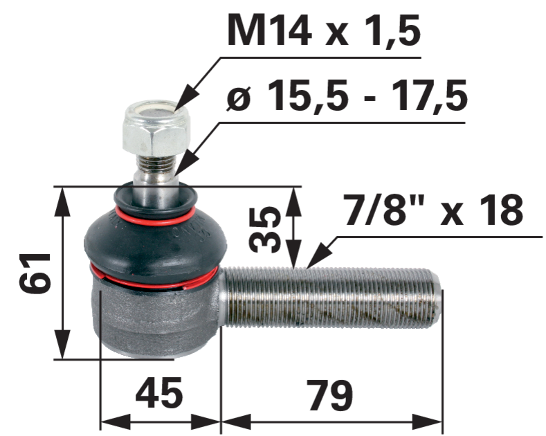 Kugelgelenk 7/8 Zoll UNF anstelle von Case IH 3116407R5 GartenShop24 - Hochwertige Gartengeräte
