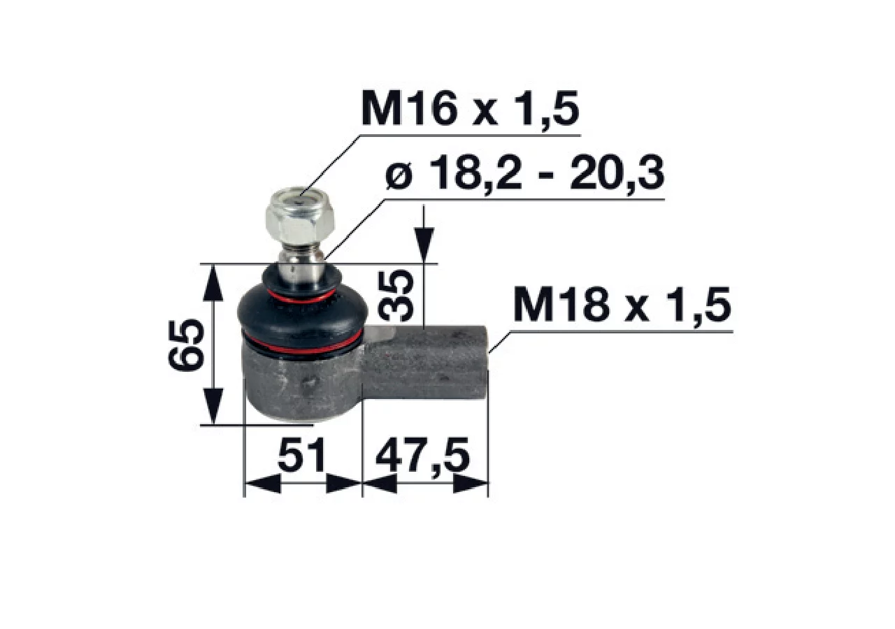 Kugelgelenk M18 x 1,5 IG – Außengewinde M16 x 1,5 Konus 18,2 - 20,3 mm GartenShop24 - Hochwertige Gartengeräte
