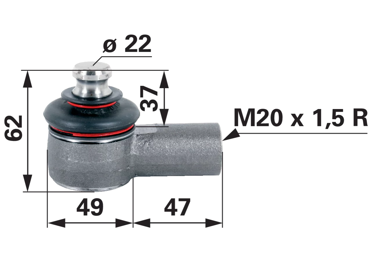 Kugelgelenk M20 x 1,5 anstelle von Case IH 3224266R92 GartenShop24 - Hochwertige Gartengeräte
