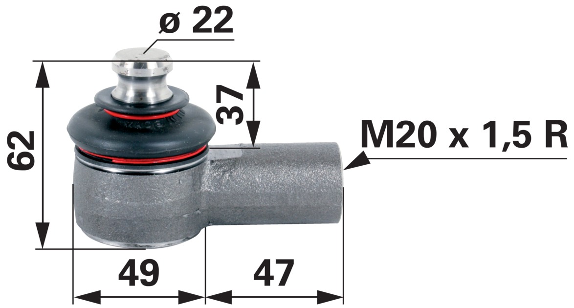 Kugelgelenk M20 x 1,5 anstelle von Case IH 3224266R92 GartenShop24 - Hochwertige Gartengeräte