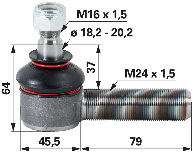 Kugelgelenk M24 x 1,5 anstelle von Fiat 5178390 GartenShop24 - Hochwertige Gartengeräte