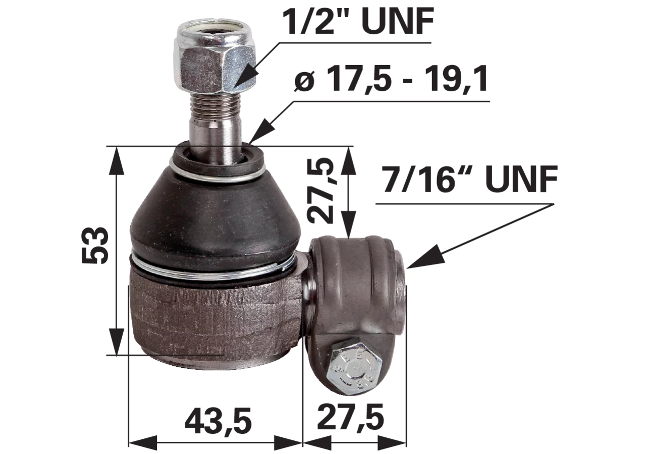 Kugelgelenk 7/16 Zoll anstelle von Ford 81802877 GartenShop24 - Hochwertige Gartengeräte