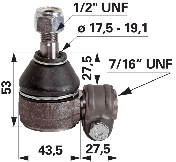 Kugelgelenk 7/16 Zoll anstelle von Ford 81802877 GartenShop24 - Hochwertige Gartengeräte