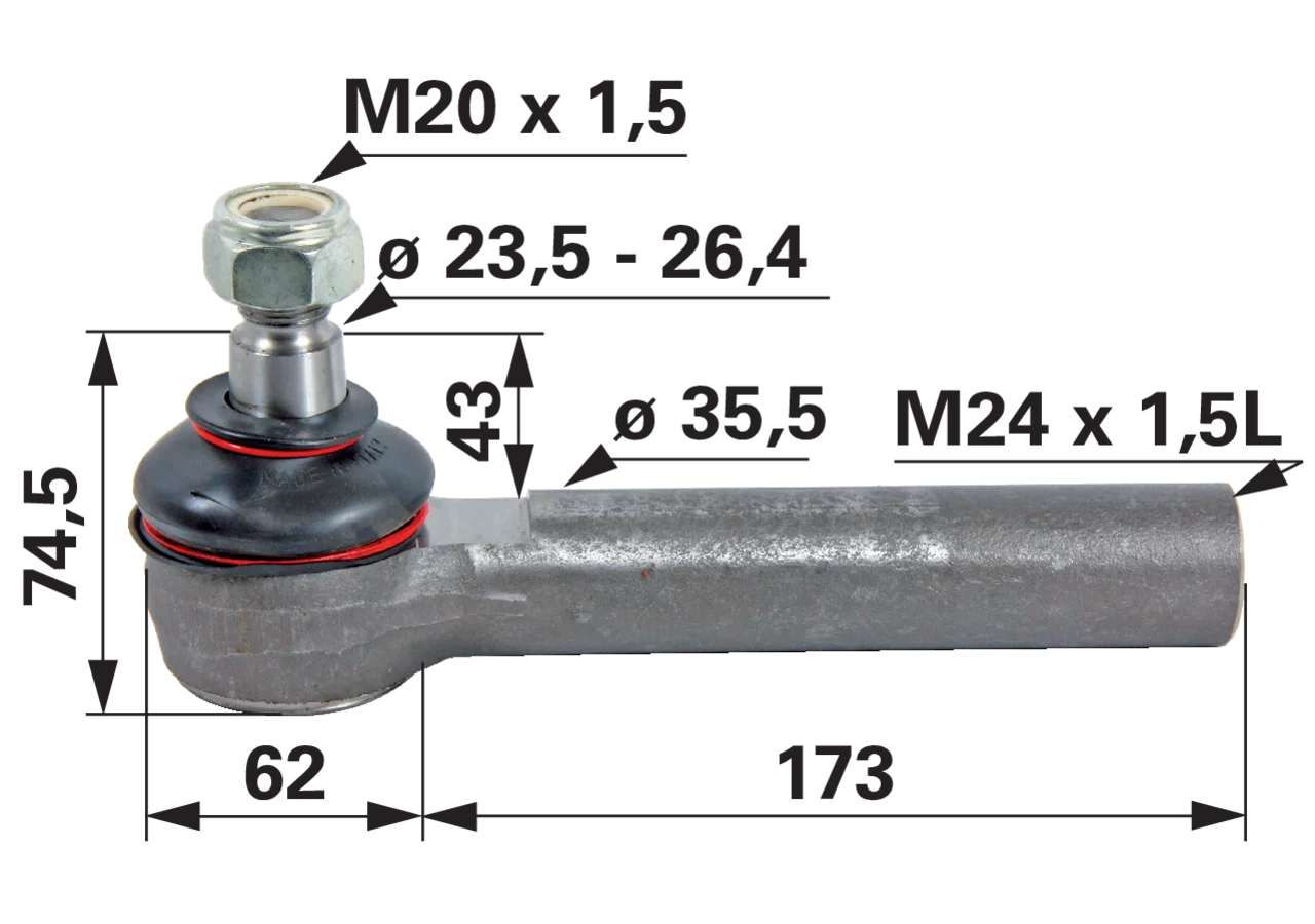 Kugelgelenk M24 x 1,5 IG Außendurchmesser 35,5 mm GartenShop24 - Hochwertige Gartengeräte