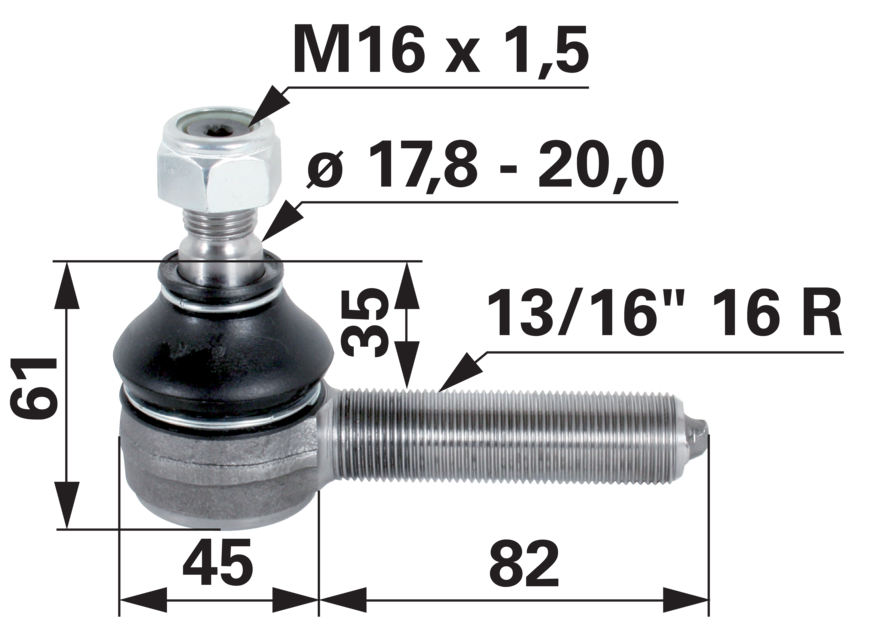 Kugelgelenk anstelle von Massey Ferguson 9092229M91 GartenShop24 - Hochwertige Gartengeräte