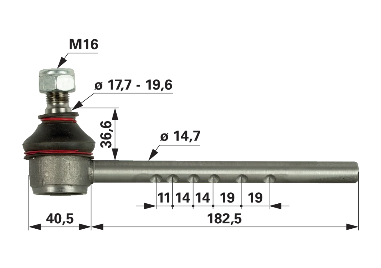 Kugelgelenk links anstelle von Massey Ferguson 1860565 GartenShop24 - Hochwertige Gartengeräte