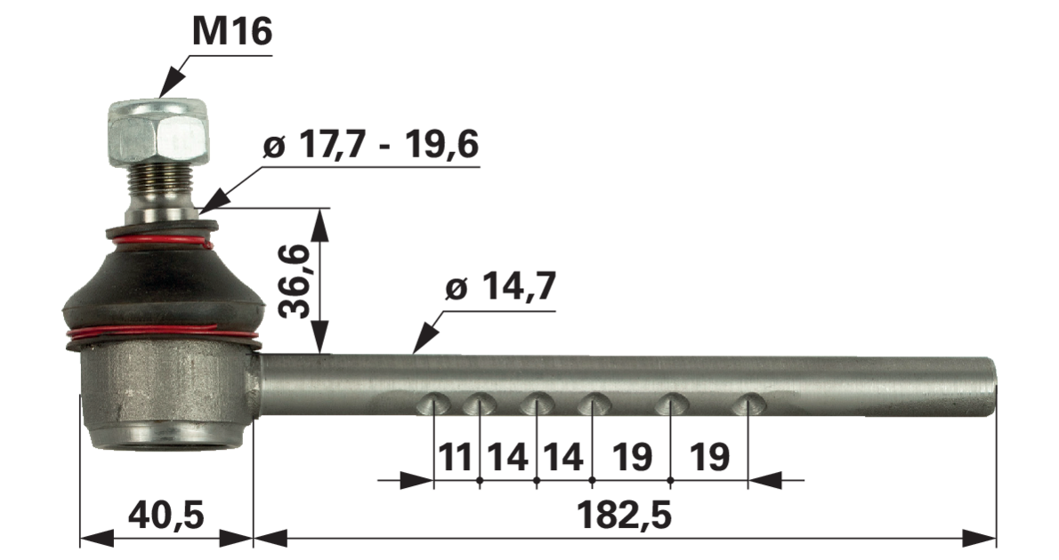 Kugelgelenk links anstelle von Massey Ferguson 1860565 GartenShop24 - Hochwertige Gartengeräte