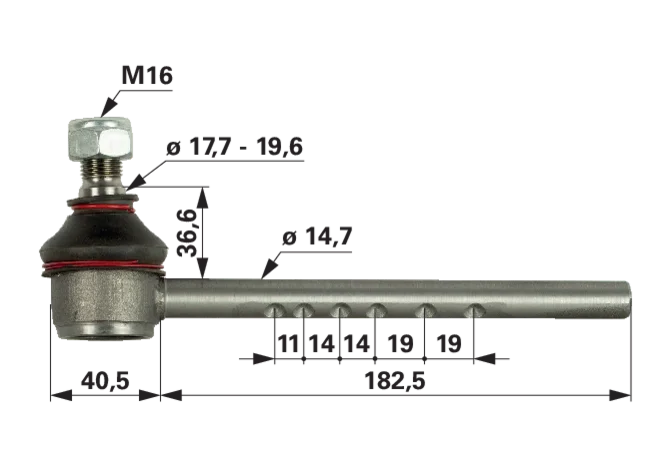 Kugelgelenk links anstelle von Massey Ferguson 1860565 GartenShop24 - Hochwertige Gartengeräte
