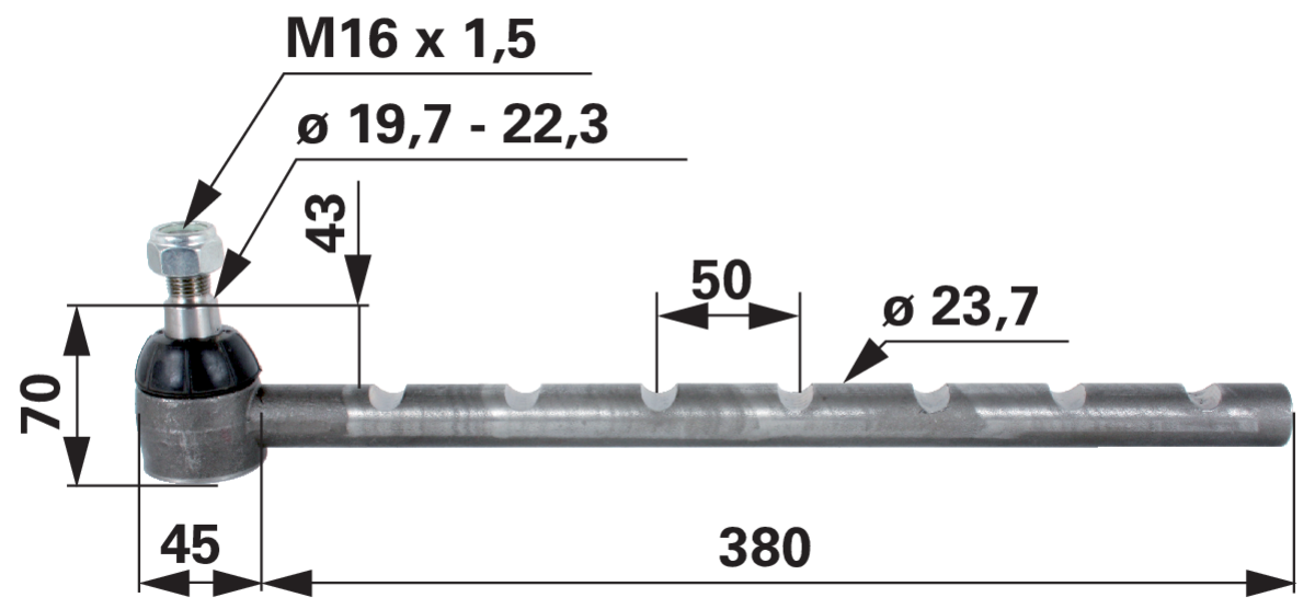 Kugelgelenk anstelle von Massey Ferguson 1028265M91 GartenShop24 - Hochwertige Gartengeräte