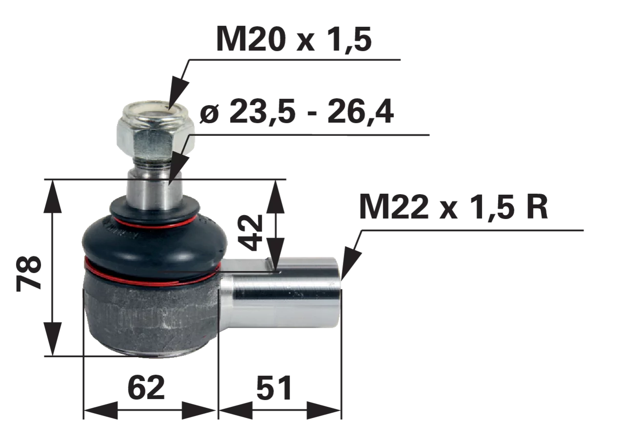 Kugelgelenk anstelle von Massey Ferguson 3427168M2 GartenShop24 - Hochwertige Gartengeräte