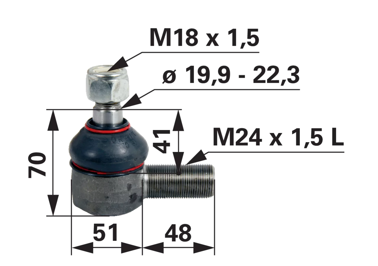 Kugelgelenk passend für Massey Ferguson 3104945M1 GartenShop24 - Hochwertige Gartengeräte