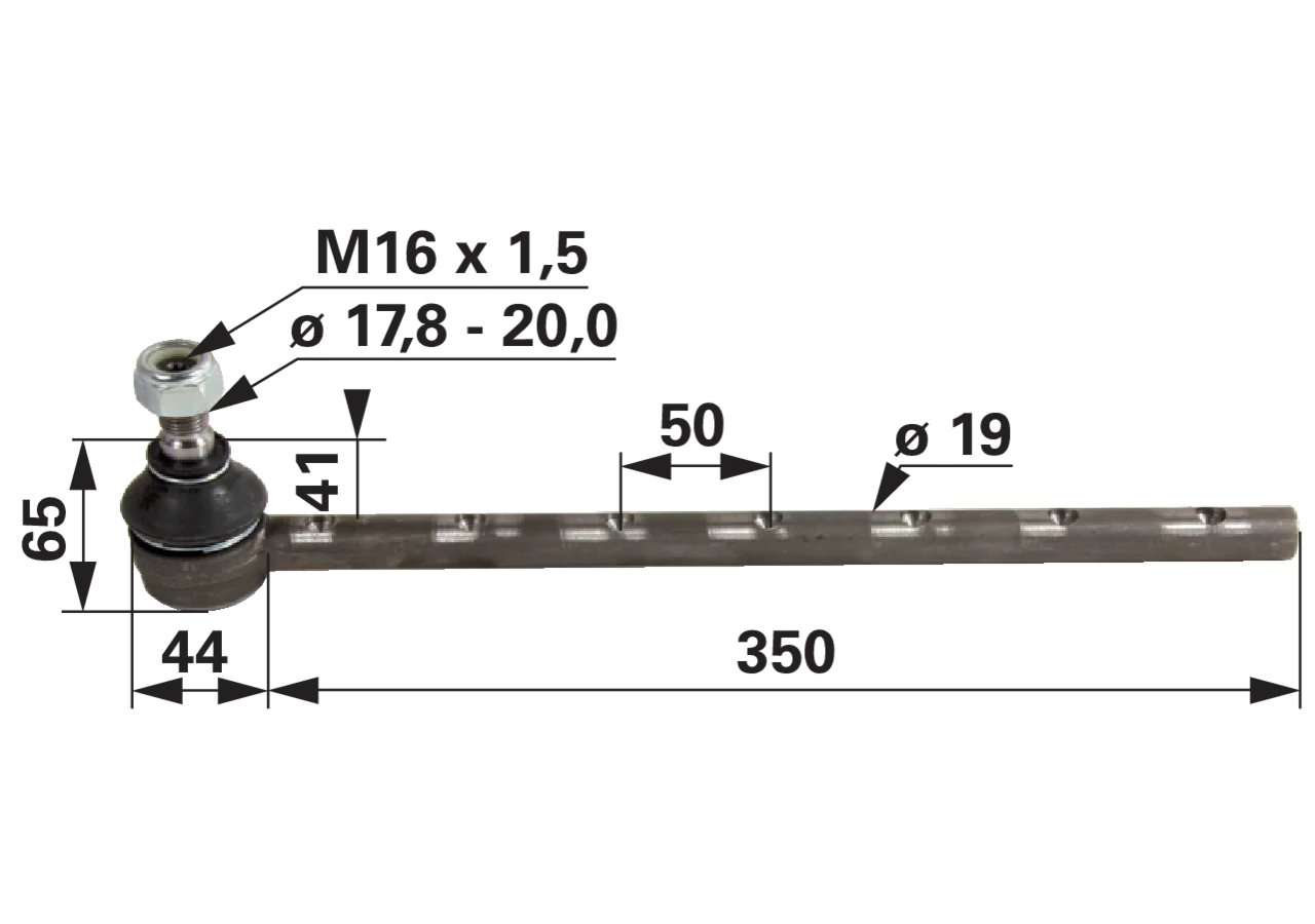 Kugelgelenk AD 19 x 350 mm anstelle von Massey Ferguson 963916M91 GartenShop24 - Hochwertige Gartengeräte