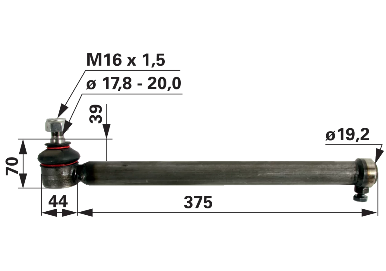 Spurstangenrohr anstelle von Massey Ferguson 963921 GartenShop24 - Hochwertige Gartengeräte