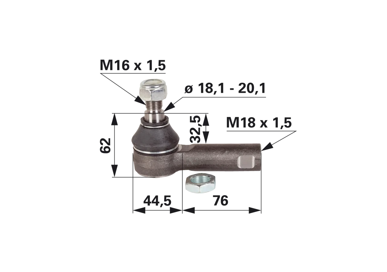 Kugelgelenk M18 x 1,5 IG Außengewinde M16 x 1,5 GartenShop24 - Hochwertige Gartengeräte