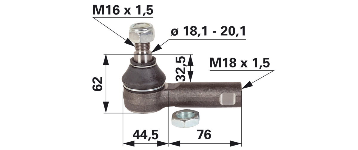 Kugelgelenk M18 x 1,5 IG Außengewinde M16 x 1,5 GartenShop24 - Hochwertige Gartengeräte