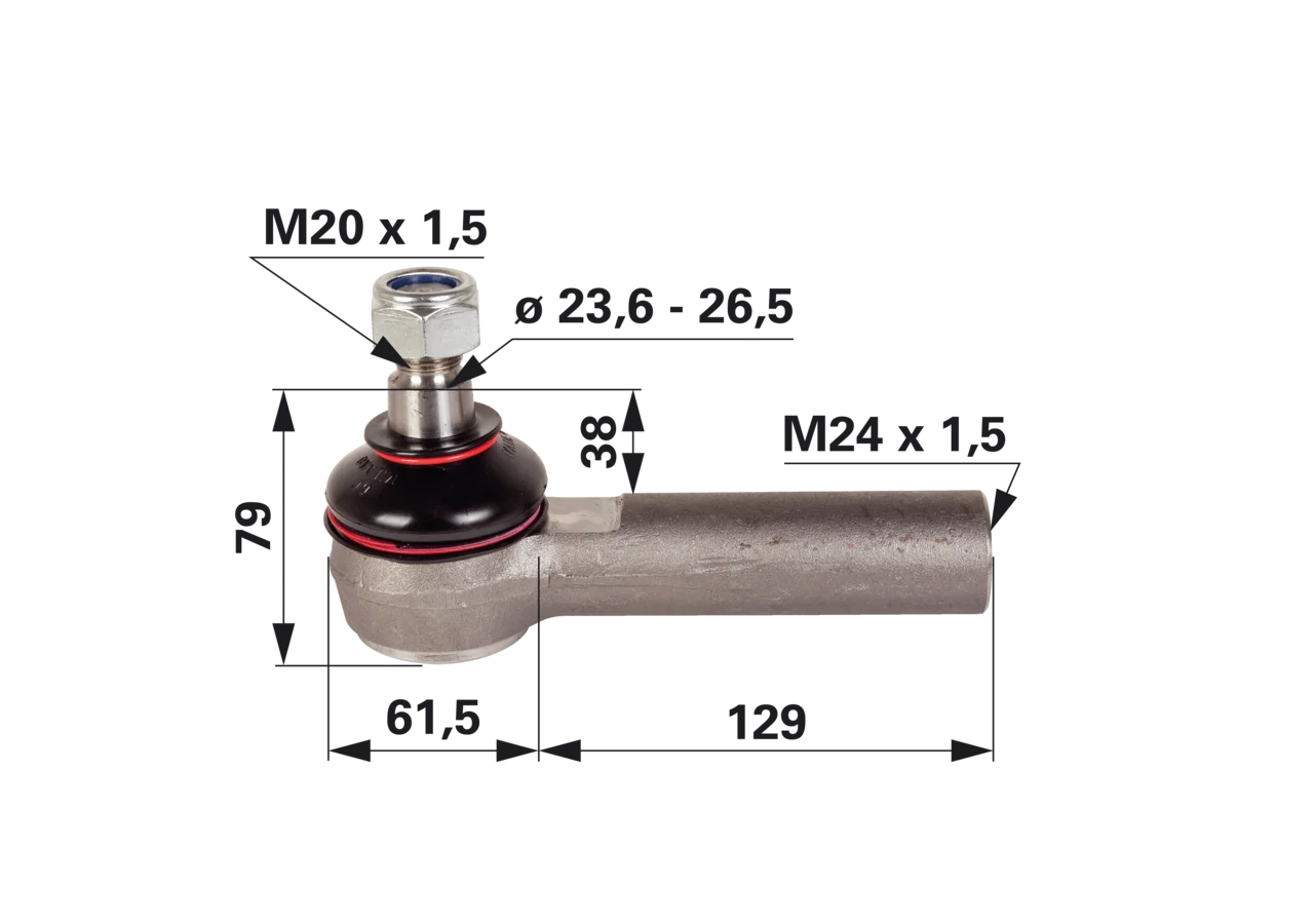 Kugelgelenk M24 x 1,5 IG Konus 23,6 - 26,5 mm GartenShop24 - Hochwertige Gartengeräte