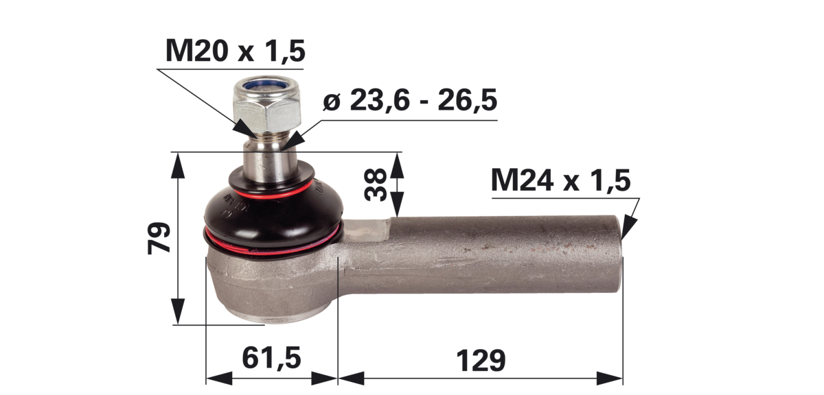 Kugelgelenk M24 x 1,5 IG Konus 23,6 - 26,5 mm GartenShop24 - Hochwertige Gartengeräte