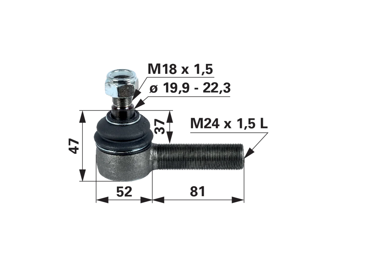 Kugelgelenk M24 x 1,5 L anstelle von CNH 87395660 GartenShop24 - Hochwertige Gartengeräte