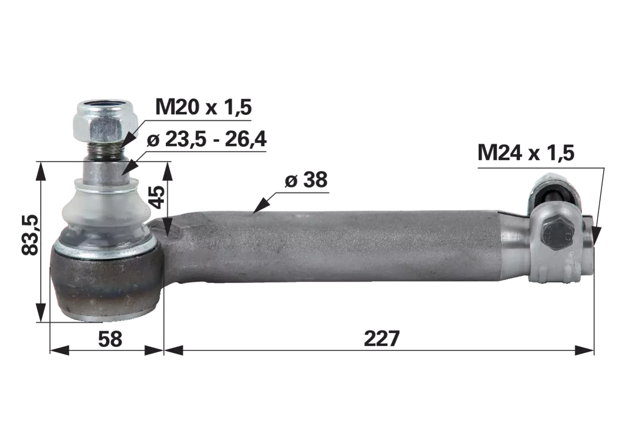 Kugelgelenk M24 x 1,5 L IG anstelle von Ford 81863221 GartenShop24 - Hochwertige Gartengeräte