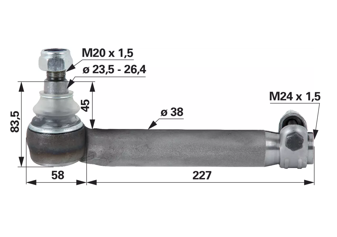 Kugelgelenk M24 x 1,5 anstelle von Ford 81863339 GartenShop24 - Hochwertige Gartengeräte