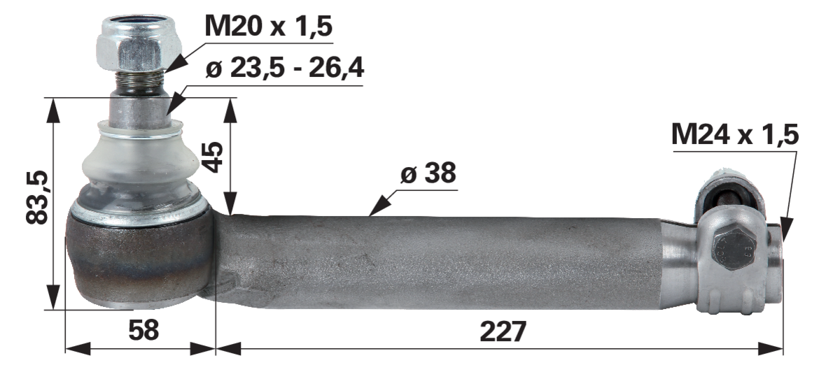 Kugelgelenk M24 x 1,5 anstelle von Ford 81863339 GartenShop24 - Hochwertige Gartengeräte