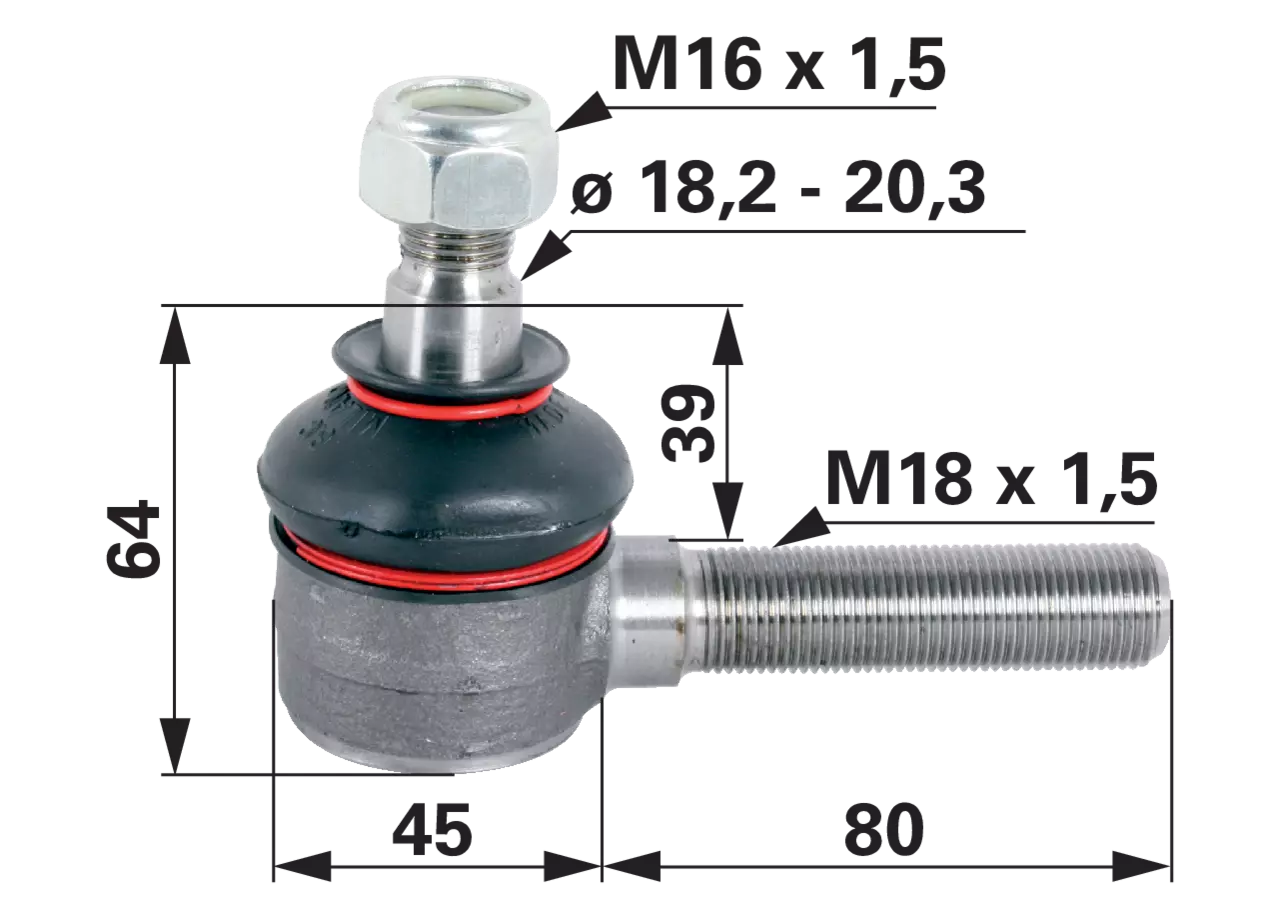 Kugelgelenk M18 x 1,5 R / M16 x 1,5 Konus 18,2–20,3 mm GartenShop24 - Hochwertige Gartengeräte