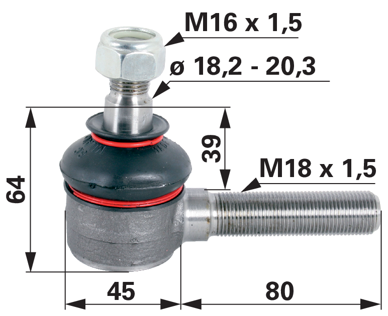 Kugelgelenk M18 x 1,5 R / M16 x 1,5 Konus 18,2–20,3 mm GartenShop24 - Hochwertige Gartengeräte