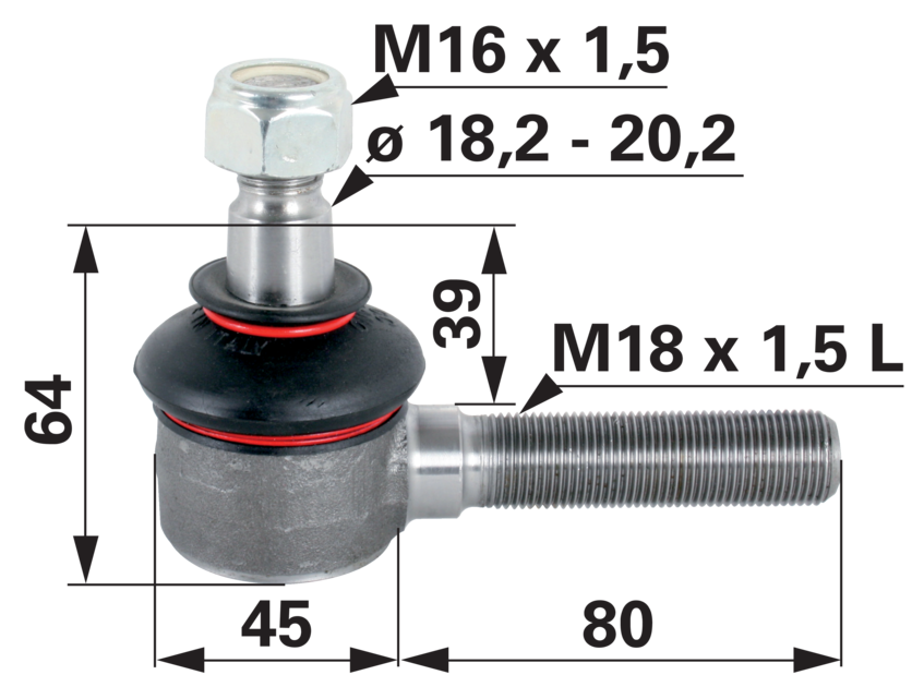 Kugelgelenk M18 x 1,5 L Außengewinde 2 (G2) M16 x 1,5 GartenShop24 - Hochwertige Gartengeräte
