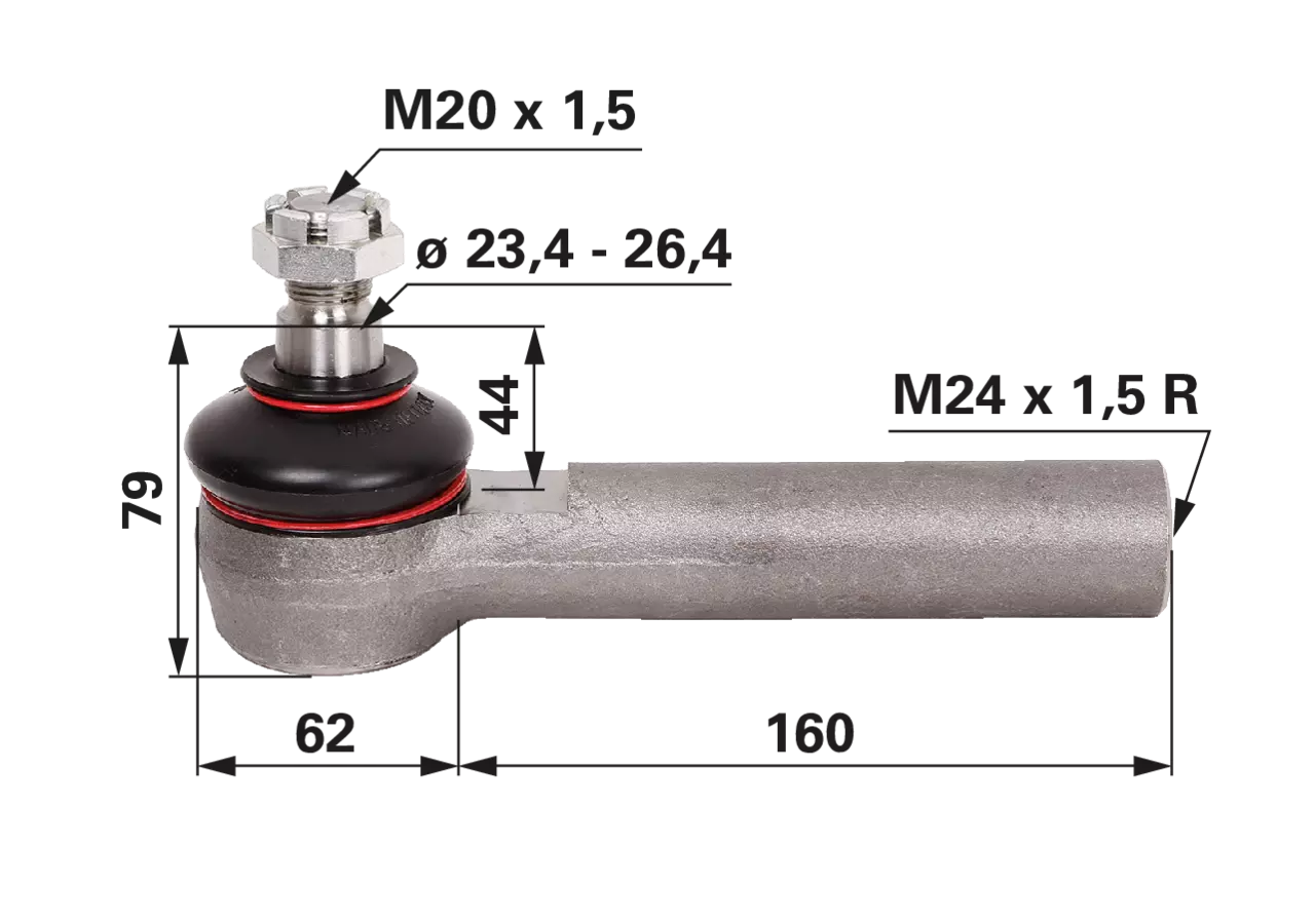 Kugelgelenk M24 x 1,5 IG anstelle von New Holland 87583742 GartenShop24 - Hochwertige Gartengeräte