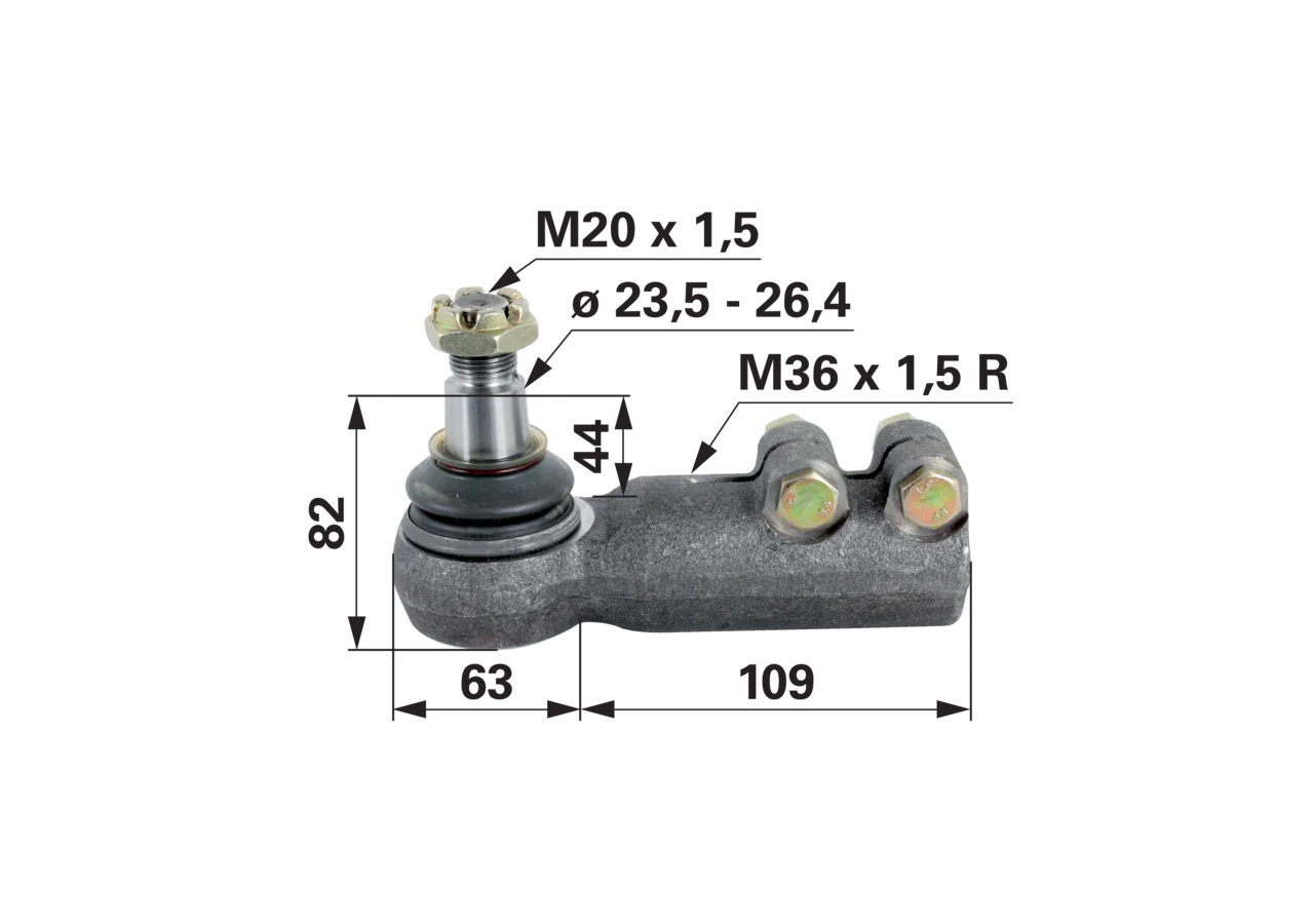 Kugelgelenk für Spurstange M36 x 1,5 R / M20 x 1,5 GartenShop24 - Hochwertige Gartengeräte