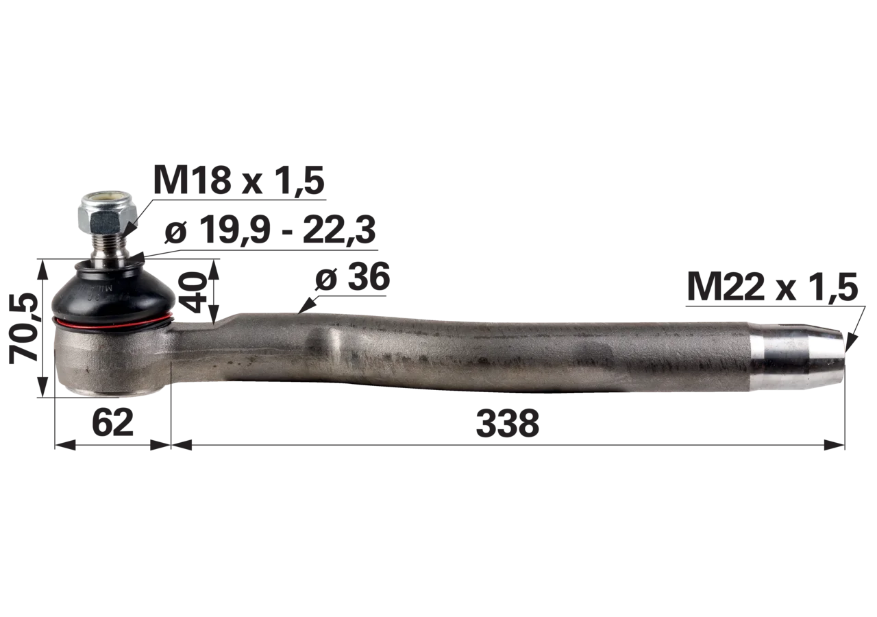 Kugelgelenk M22 x 1,5 IG anstelle von Fendt F198300100020 GartenShop24 - Hochwertige Gartengeräte