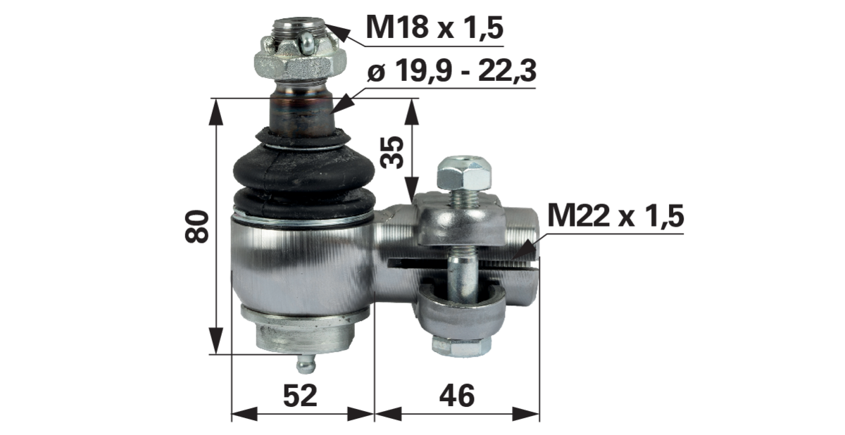 Kugelgelenk rechts M22 x 1,5 IG – Ersatz für Lindner 5170010048 GartenShop24 - Hochwertige Gartengeräte