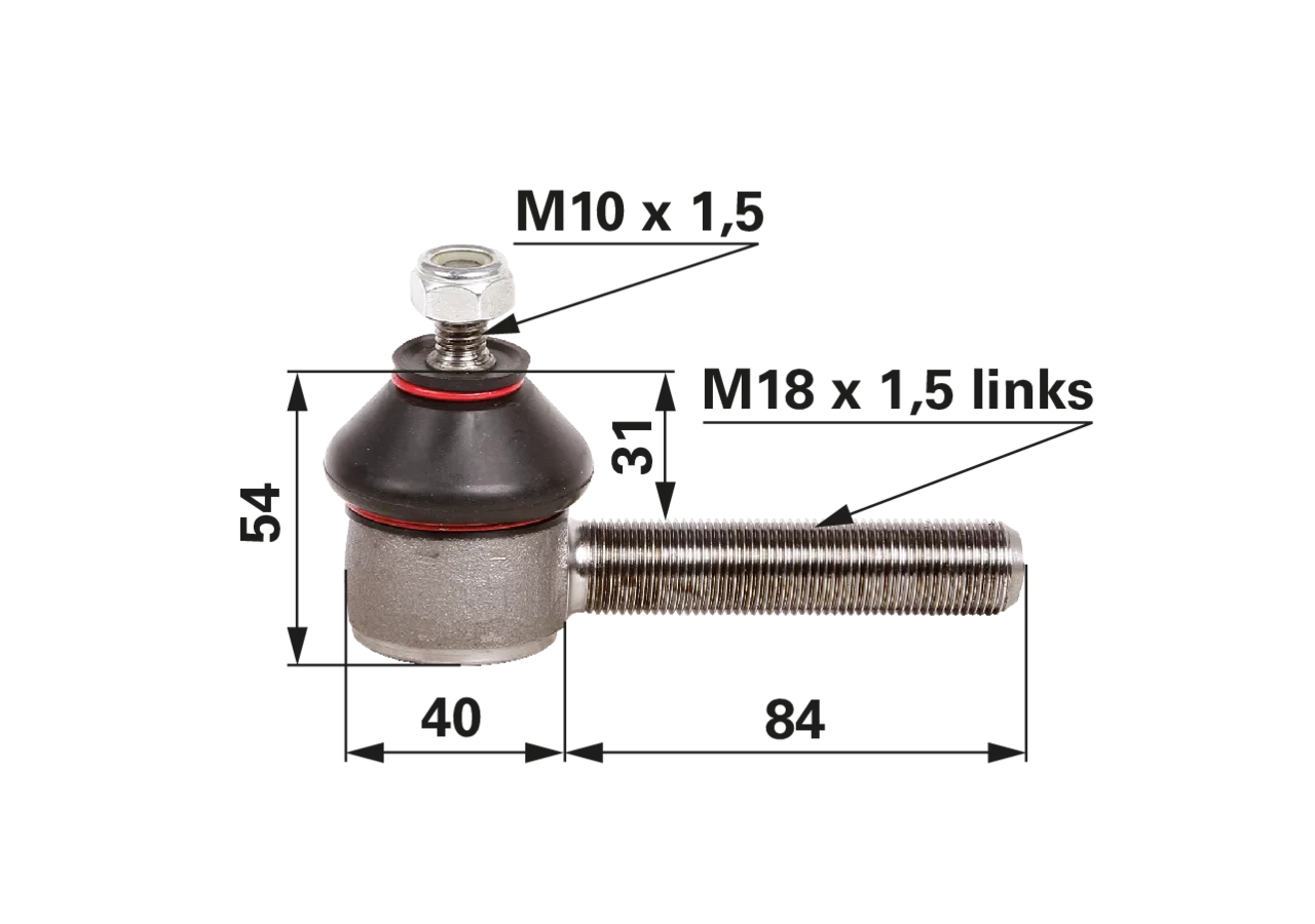 Kugelgelenk M18 x 1,5 L Außengewinde 2 (G2) M10 x 1,5 GartenShop24 - Hochwertige Gartengeräte