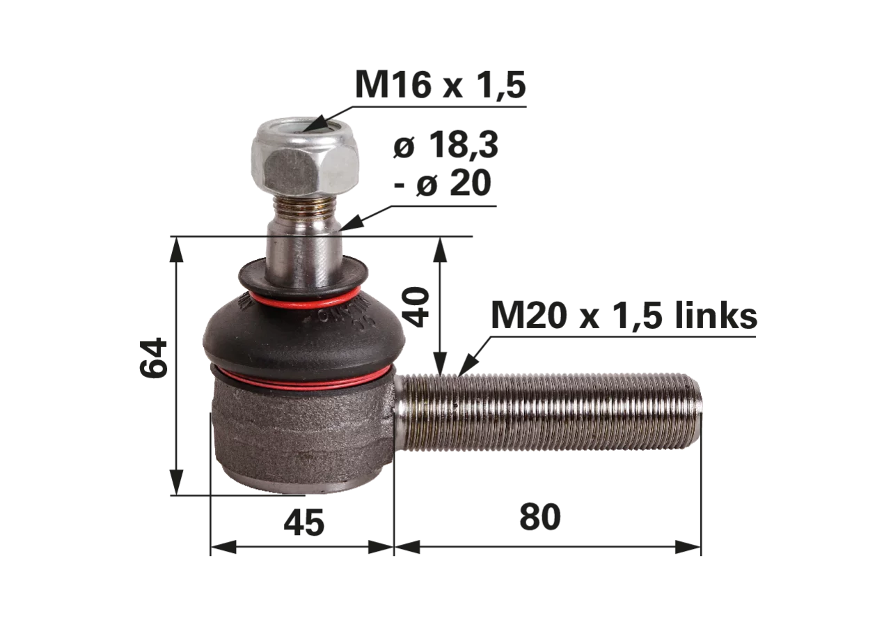 Kugelgelenk M20 x 1,5 L Außengewinde 2 (G2) M16 x 1,5 GartenShop24 - Hochwertige Gartengeräte