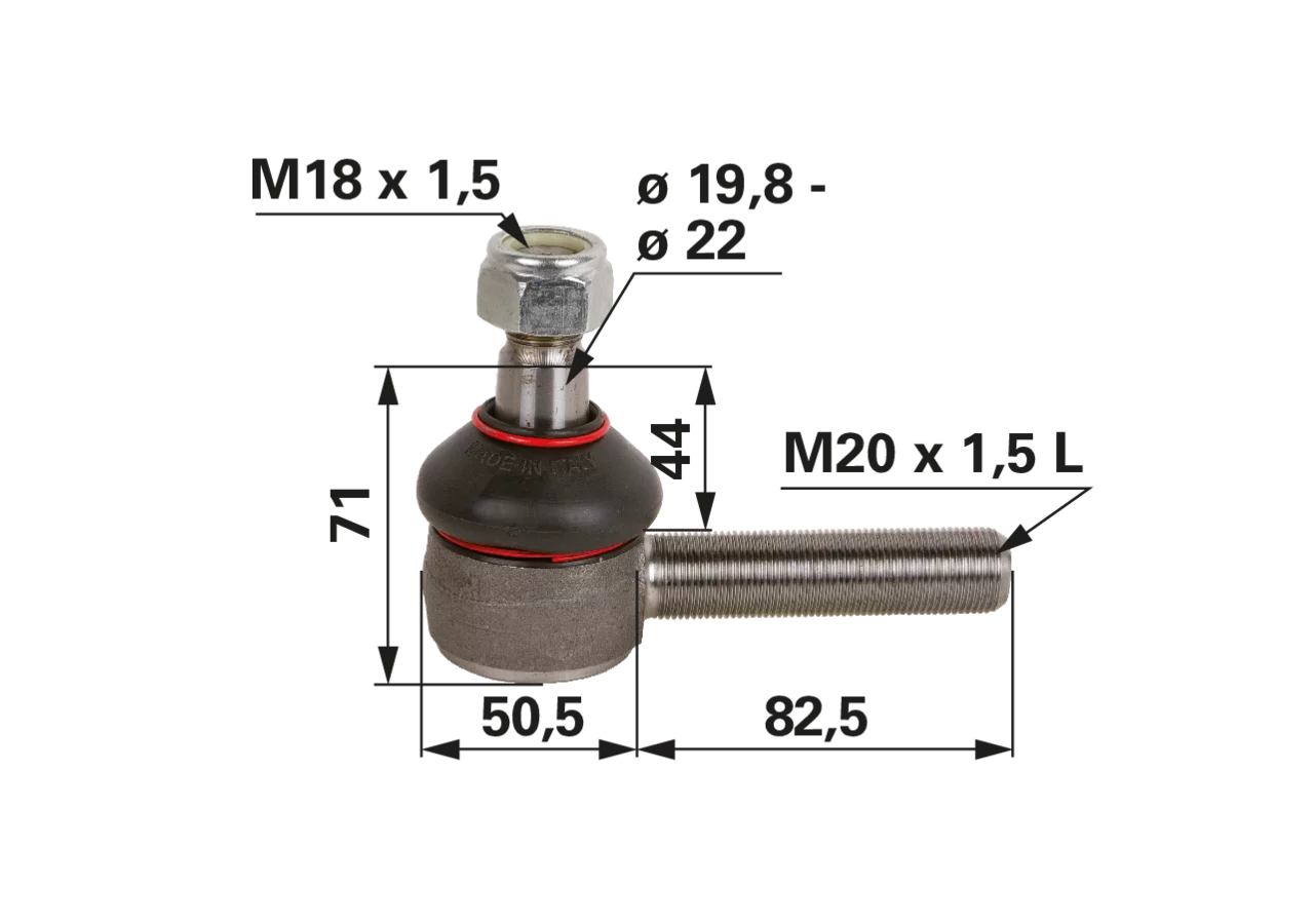 Kugelgelenk M20 x 1,5 L Außengewinde 2 (G2) M18 x 1,5 GartenShop24 - Hochwertige Gartengeräte