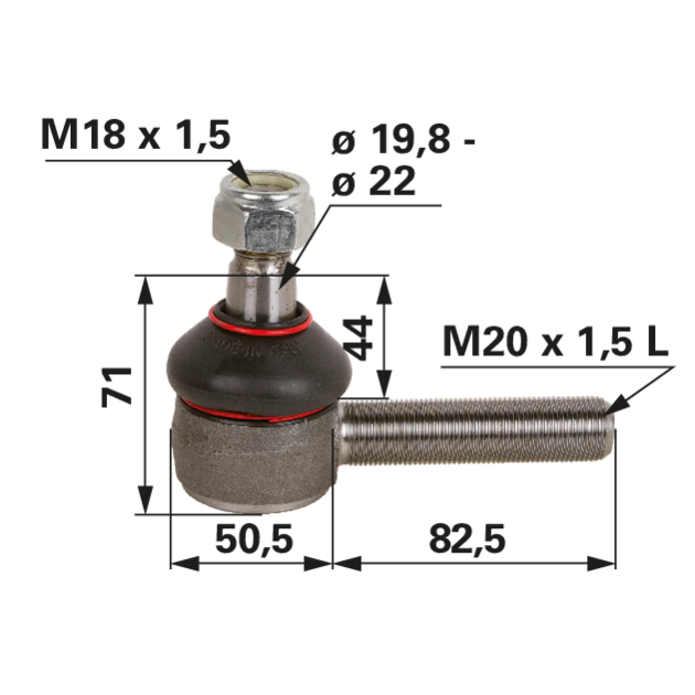 Kugelgelenk M20 x 1,5 L Außengewinde 2 (G2) M18 x 1,5 GartenShop24 - Hochwertige Gartengeräte