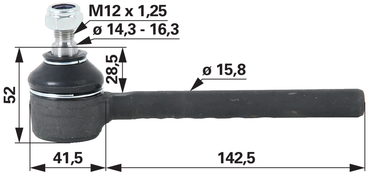Kugelgelenk AD 15,8 mm passend für Massey Ferguson 1808893M1 GartenShop24 - Hochwertige Gartengeräte