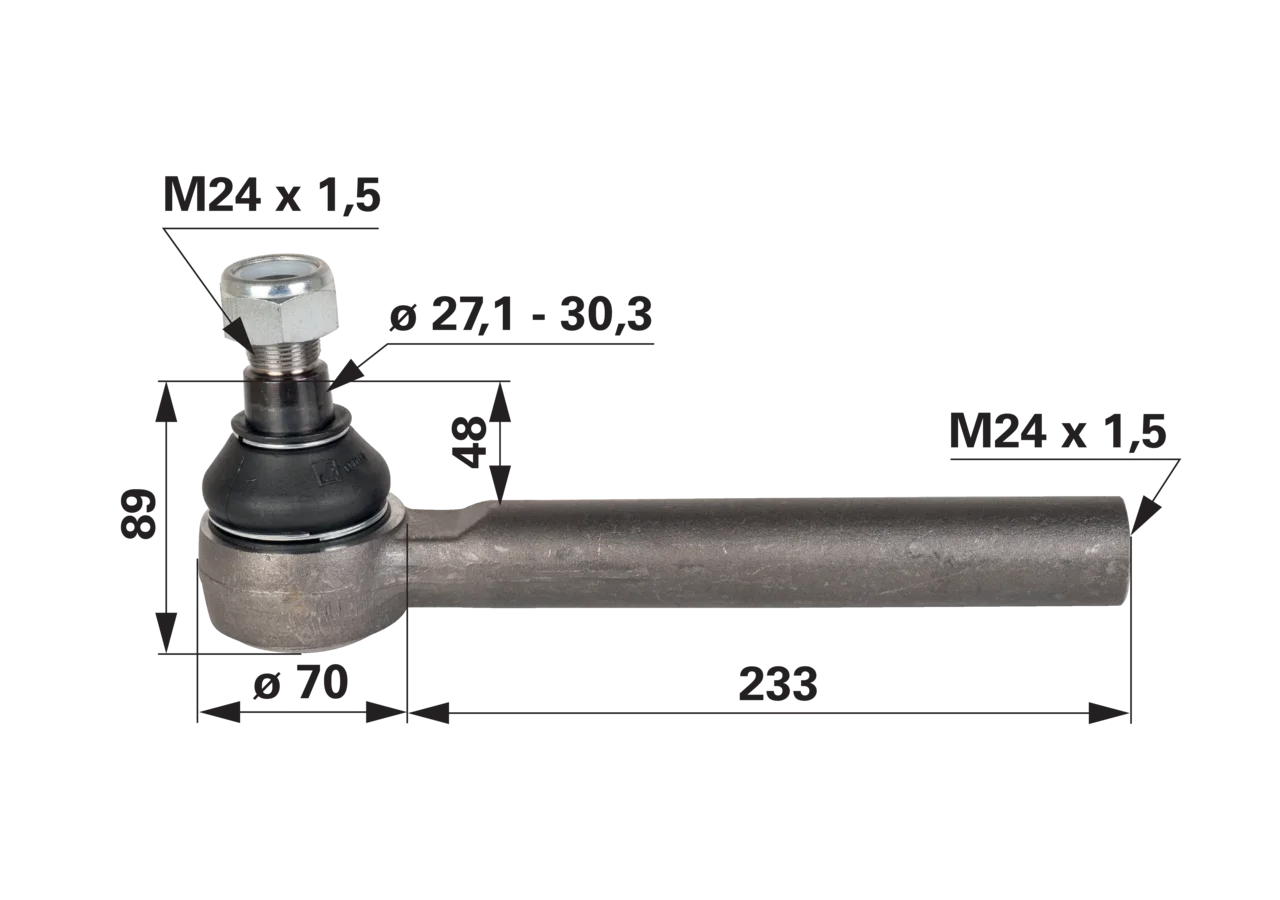 Kugelgelenk M24 x 1,5 IG Länge 303 mm GartenShop24 - Hochwertige Gartengeräte