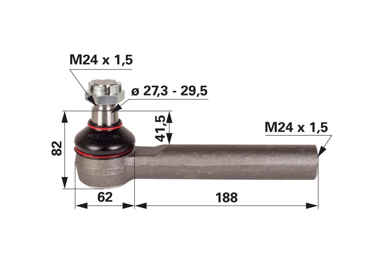 Kugelgelenk M24 x 1,5 anstelle von Massey Ferguson 7302445042 GartenShop24 - Hochwertige Gartengeräte