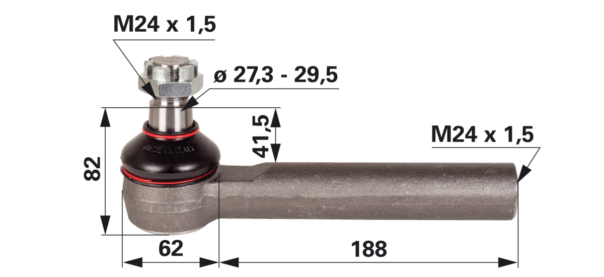 Kugelgelenk M24 x 1,5 anstelle von Massey Ferguson 7302445042 GartenShop24 - Hochwertige Gartengeräte