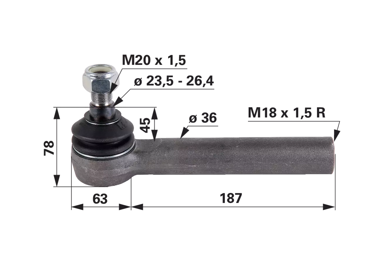 Kugelgelenk M18 x 1,5 IG anstelle von Massey Ferguson 3764027M2 GartenShop24 - Hochwertige Gartengeräte