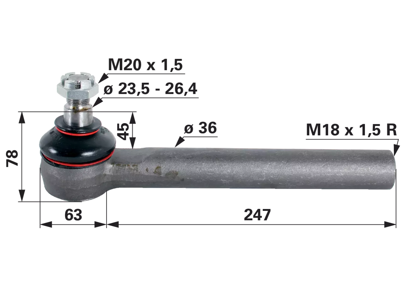 Kugelgelenk M18 x 1,5 IG anstelle von Massey Ferguson 3764028M2 GartenShop24 - Hochwertige Gartengeräte