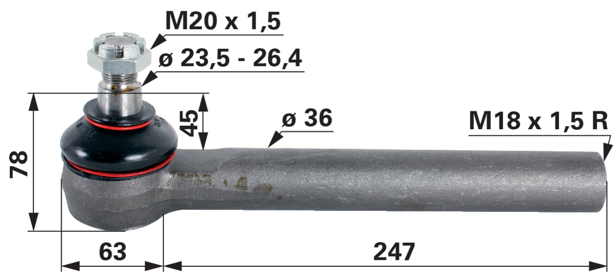 Kugelgelenk M18 x 1,5 IG anstelle von Massey Ferguson 3764028M2 GartenShop24 - Hochwertige Gartengeräte