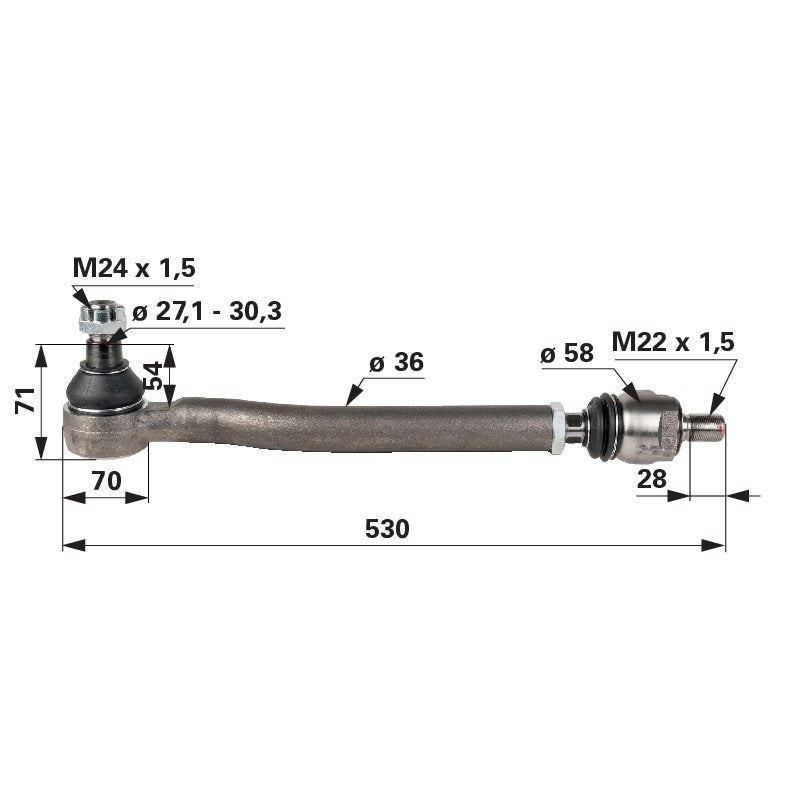 Manitou Spurstange komplett, links 601221