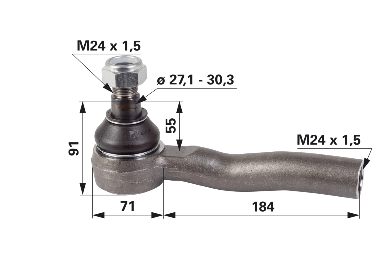 Kugelgelenk M24 x 1,5 IG links passend zu Manitou GartenShop24 - Hochwertige Gartengeräte