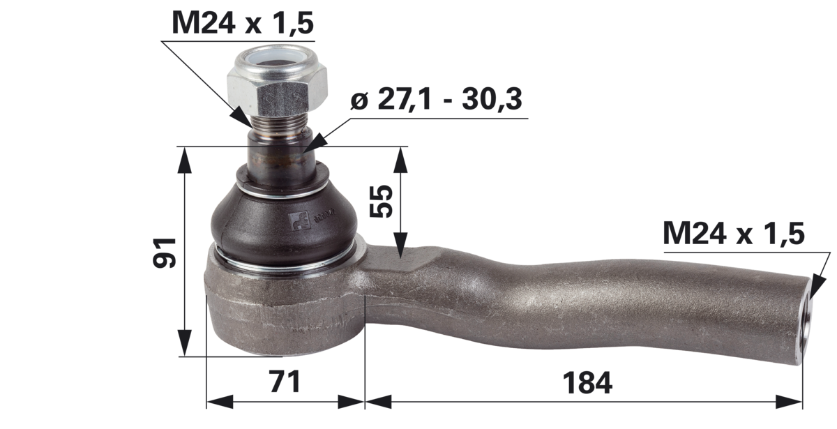 Kugelgelenk M24 x 1,5 IG links passend zu Manitou GartenShop24 - Hochwertige Gartengeräte